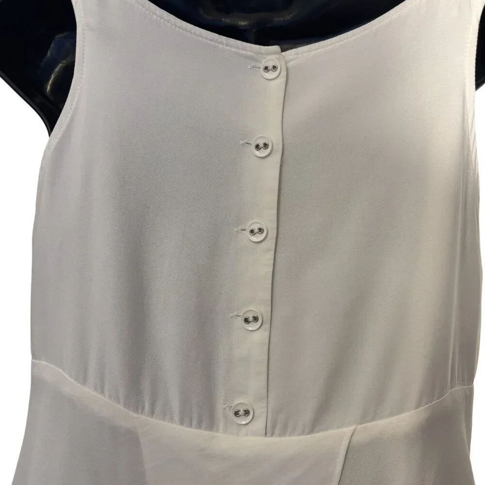 Charles Chang-Lima White Sleeveless Asymmetrical Dress With Button Back & Jewel - Picture 5 of 13